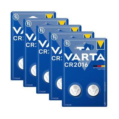 5x Varta Knopfzelle 3V CR2016 CR 2016 2er Blister Neu Batterie