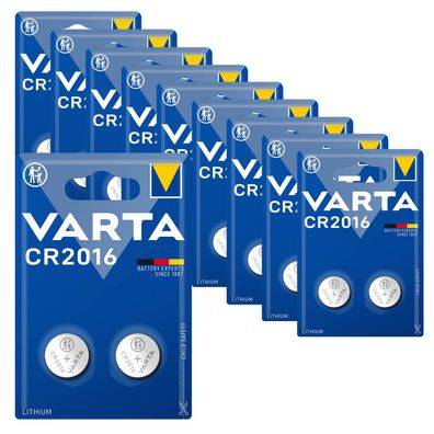 10x Varta Knopfzelle 3V CR2016 CR 2016 2er Blister Neu Batterie