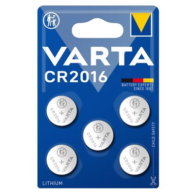 Varta CR2016 CR DL 2016 Knopfzelle Batterie 3V 5er Blister Lithium
