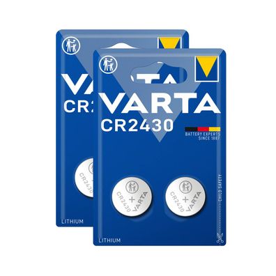 2x Varta Knopfzellen Lithium Batterien DL CR 2430 CR2430 3V Blister 2er Blister