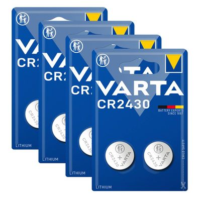 4x Varta Knopfzellen Lithium Batterien DL CR 2430 CR2430 3V Blister 2er Blister