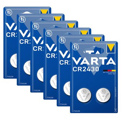6x Varta Knopfzellen Lithium Batterien DL CR 2430 CR2430 3V Blister 2er Blister