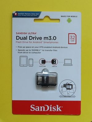 NEU: SanDisk 32GB Ultra Dual Drive m3.0 USB Stick Flash Drive 32 GB SDDD3-032G-G46