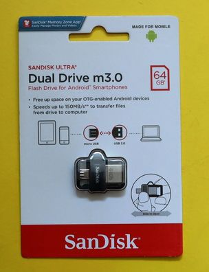 NEU: SanDisk 64GB Ultra Dual Drive m3.0 USB Stick Flash Drive 64 GB SDDD3-064G-G46