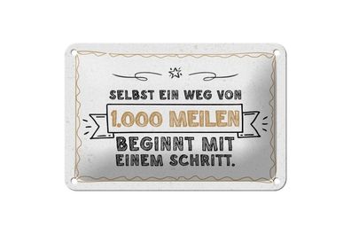 Blechschild Selbst Weg von 1.000 Meilen beginnt mit einem Schritt, 4 verschied Größen
