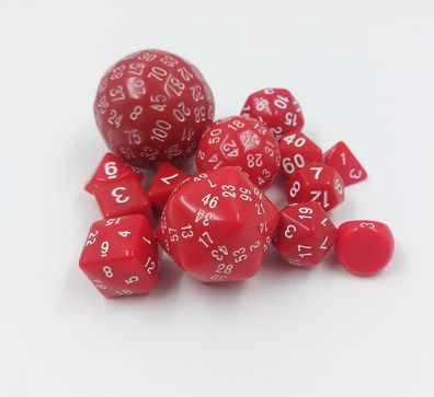Set aus 10 Würfeln (w3-w100) | rot-weiß - Würfelset