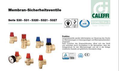 Membran-Sicherheitsventile 1/2", für Heizung 2,5 - 3 bar