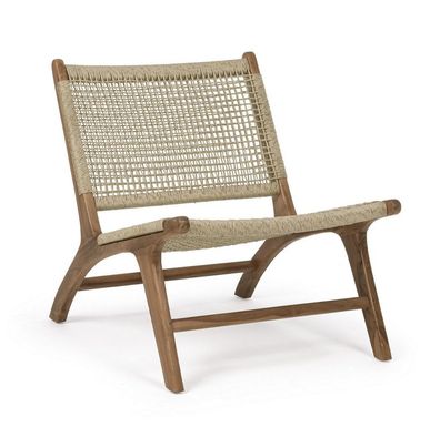 Gartensessel Adelita 60 x 80 x 73 cm Teakholz mit Sitz und Rückenteil geflochten