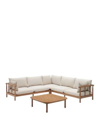 Set Sacova 5-Sitzer-Sofa und Couchtisch aus Eukalyptusholz Loungeset Garnitur