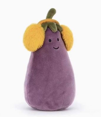 Jellycat Plüschtier, Geschenk, Gelbe Ohrenschützer, Aubergine, 17 cm