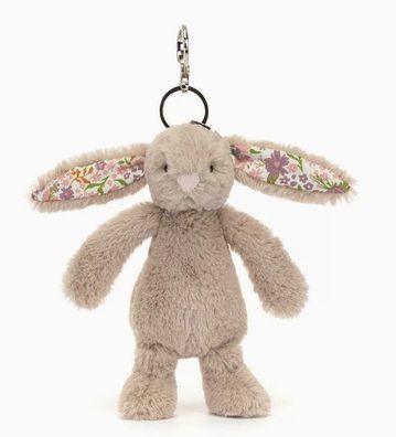 Jellycat Plüschtier-Anhänger, brauner Hase mit Blumenmuster, 10 cm