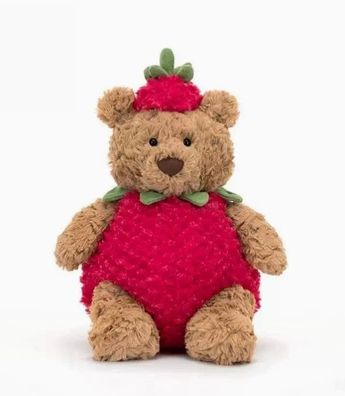 Jellycat Plüschtier Geschenk Erdbeer-Barcelona-Bär 26cm