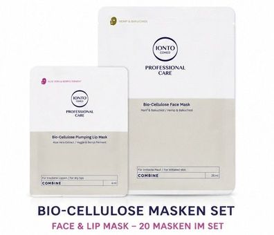 IONTO COMED Bio-Cellulose Masken Set Face & Lip Mask 20 Stück
