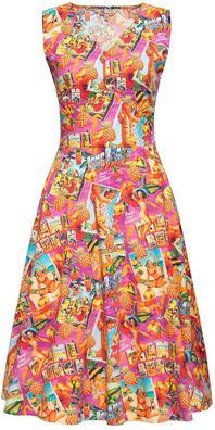 Queen Kerosin Damen Aop 50S Retro Armlose Swing Kleid "Enjoy Summer" QKU46024