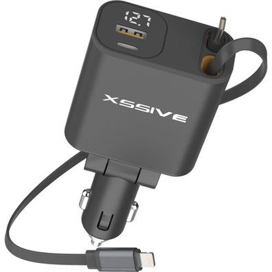 Xssive PD 45W Auto Ladegerät mit zwei ausziehbarem 70 cm Kabel kompatibel mit