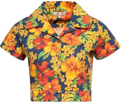 Queen Kerosin Damen Aop Vintage Bluse "Blumeninsel" QKU45008