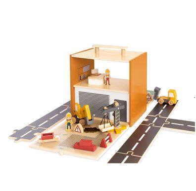 Pinolino Spielwelt Gustav - Holzbaustelle mit Figuren & Zubehör, ab 3 Jahren