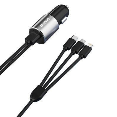 Dudao 3in1 Kfz Ladegerät USB 3,4 A Kabel iPhone / USB Typ C / micro USB Auto-Ladeg