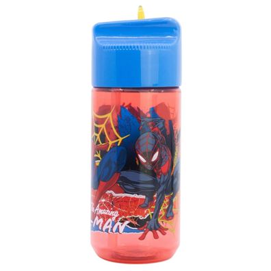 Spiderman Wasserflasche für Kinder 430 ml mit praktischem Strohhalm