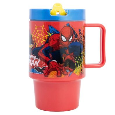 Spiderman Becher Mikrowellengeeigneter Kunststoffbecher 530 ?ml mit Schraubdeckel