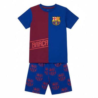 FC Barcelona Kinder Nachtwäsche Kurzarm Pyjama Sommer Schlafset Baumwolle
