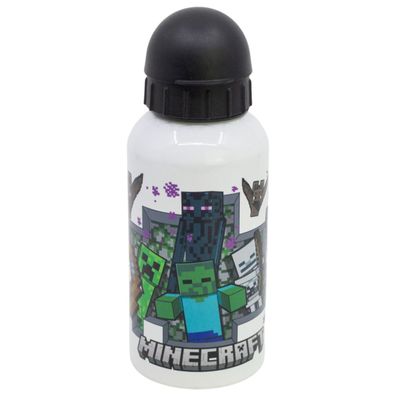 Minecraft Wasserflasche 400 ml Aluminium Flasche Schule & Freizeit mit Sicherheits