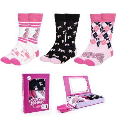 Barbie Socken Damen 3er Pack (36-43) Baumwoll-Mix bequem Atmungsaktiv