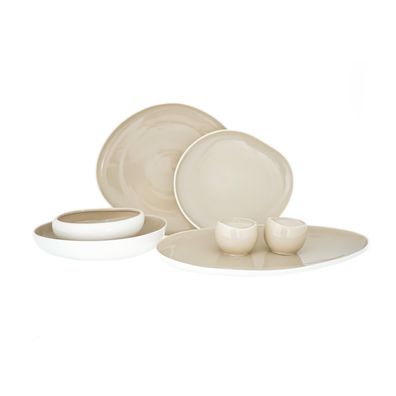 Wave Cream 27-teiliges Tafelservice Set für 6 Personen - Kombiservice aus hochwert