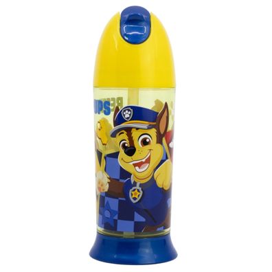 Paw Patrol Wasserflasche 280 ml Kinderflasche mit Strohhalm, Pausenflasche