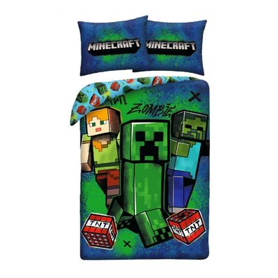 Minecraft Bettwäsche Set aus Mikrofaser Bettdeckenbezug 140 × 200 cm mit 70 × 90