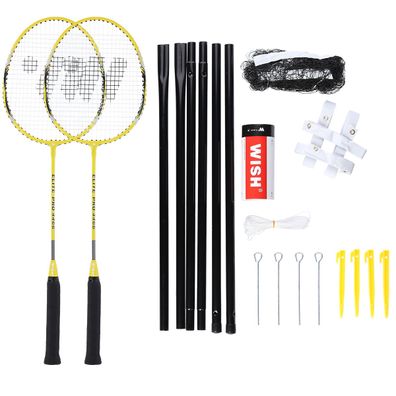WISH Alumtec 4466 Badminton Set mit Netz Schlägern und Zubehör