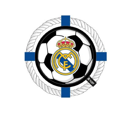 Real Madrid Hundespielzeug – Wurfring mit Seil aus Polyester & Baumwolle