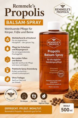 Remmele´s Propolis Balsam-Spray 500 ml | Körper- & Fußpflege ohne Treibgas
