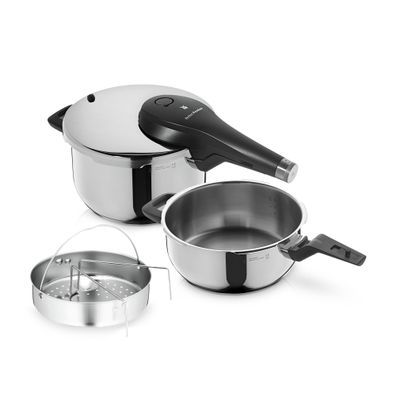 WMF Perfect Premium One Pot Schnellkochtopf-Set mit Dampfgareinsatz, 22 cm, 4,5