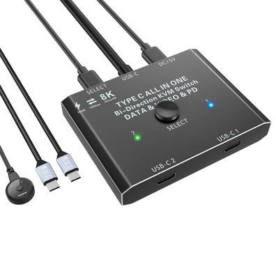 KCEVE USB-C Switch bidirektional 8K 10Gbps 100W mit Fernbedienung