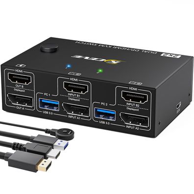 Youtinghdav USB 3.0 KVM Switch 2 PC 2 Monitore HDMI DP 4K
