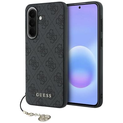 Hülle Guess Galaxy A57 Kunstleder grau Logo Classic Kette goldfarbig