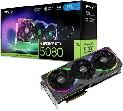 PNY GeForce RTX 5080 16GB ARGB OC Triple Fan Grafikkarte