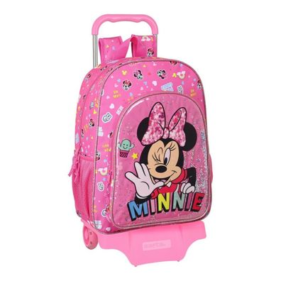 Schulrucksack mit Rädern Minnie Mouse Lucky Rosa (33 x 42 x 14 cm)