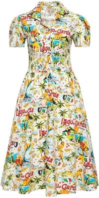 Queen Kerosin Damen Aop Vintage Retro Swing Kleid "Lake Garda" QKU46009
