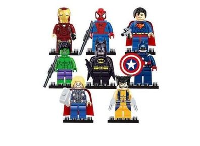 8 Stück Marvel Avengers Superhelden-Comic-Minifiguren Vatertag z