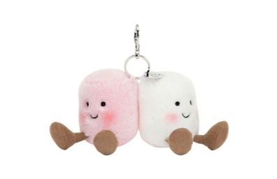 2PCS JellyCat Amuseable Pink & White Marshmallows Keyrings Keychain