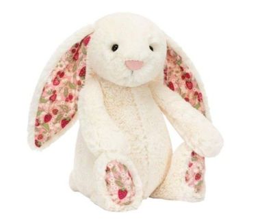 JellyCat Blossom Cream Bunny "Berry" Blumen Tuch Kaninchen Gefulltes Tier 31cm Z