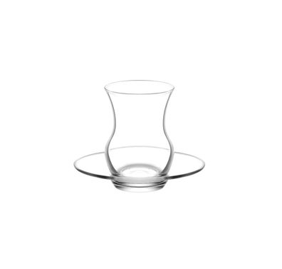 LAV Ayda Teeglas-Set mit Untertellern - 12-teilig, 135 ml – Klassisch & Elegant
