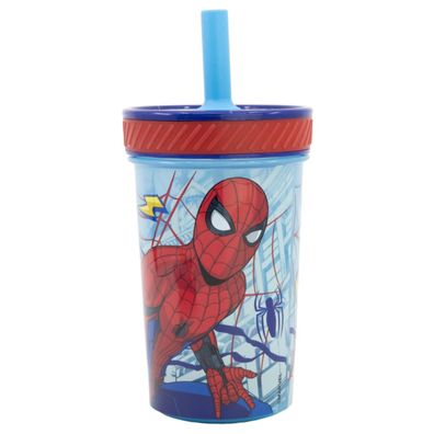 Spiderman Kippsicher Trinkbecher PP 370 ml – Drop Safe Plastikbecher mit Smartgrip