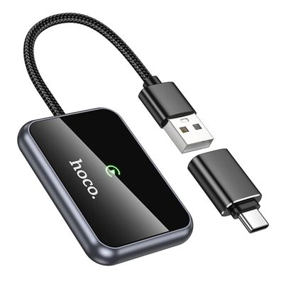 Hoco HU1 Wireless CarPlay Adapter mit USB-A/USB-C, Schwarz