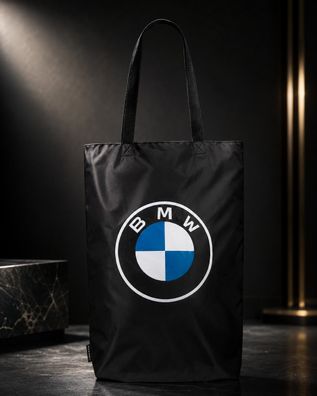 BMW Shopper Schwarz Tasche mit großem BMW Logo 100% Polyester Einkaufstasche