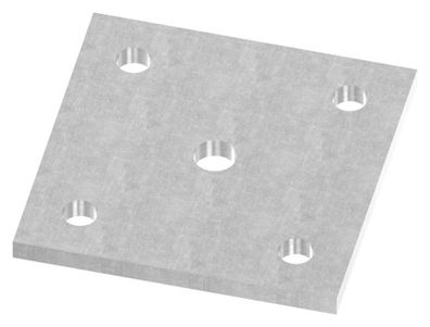 Ankerplatte 120x120x8 mm 5 Bohrungen | Stahl roh