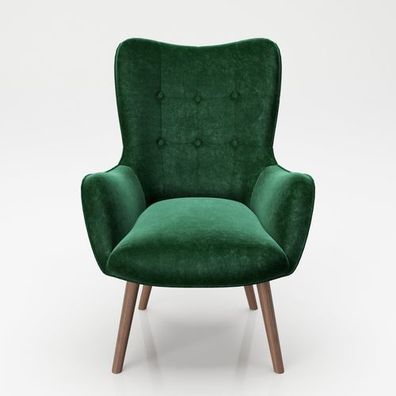 Playboy - Sessel "BRIDGET" gepolsterter Lehnensessel, Samtstoff in Grün, Retro-Design