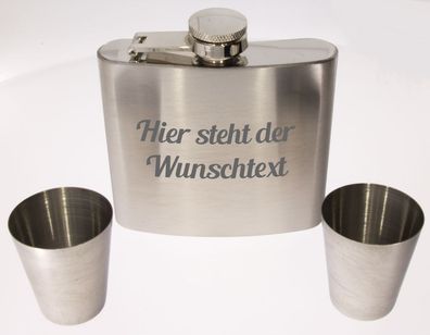 Flachmann im Set 3tlg. Edelstahl mit Wunschgravur
